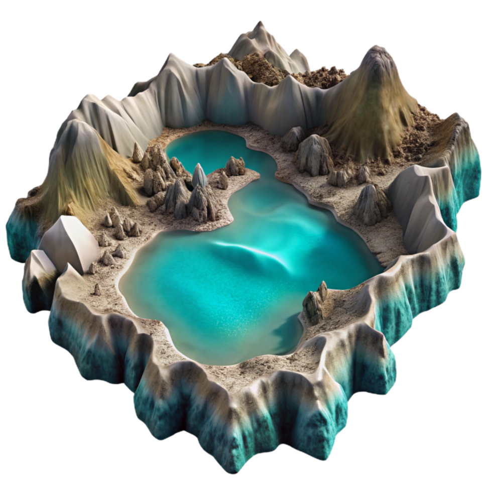 wonderful rustic Fractal Fjord Isolated Turquoise Waters Aerial View authentic png