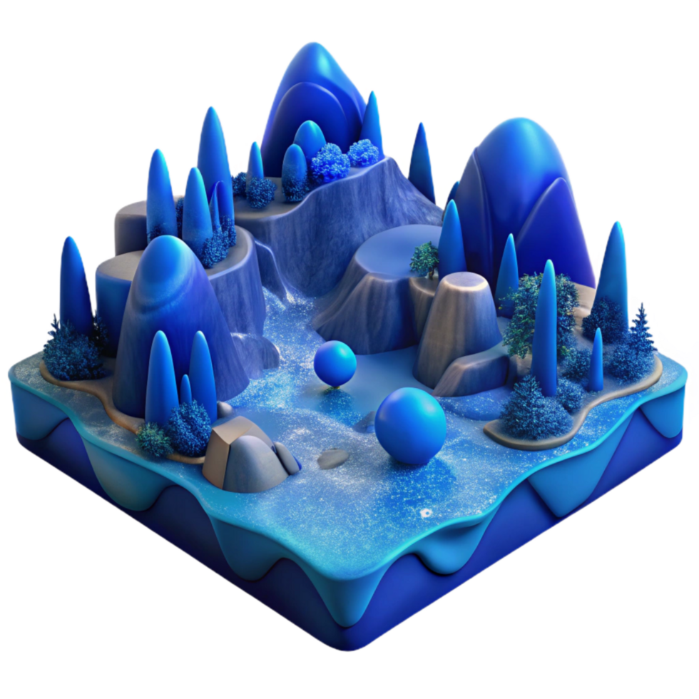 wonderful traditional Fractal Landscape Transparent Background Deep Blue genuine png