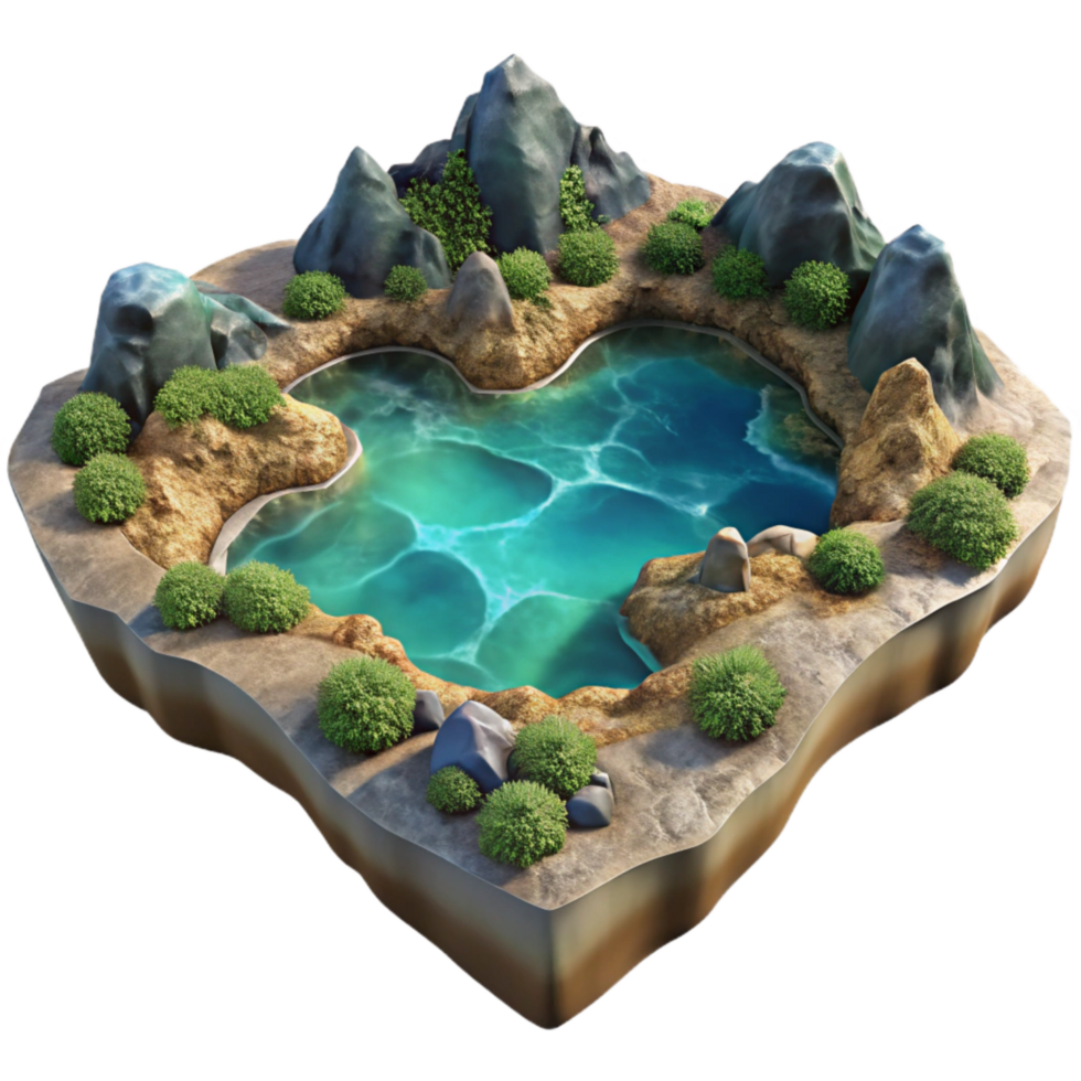 beautiful abstract Fractal Waterscape Cutout Transparent Background Aerial View original png