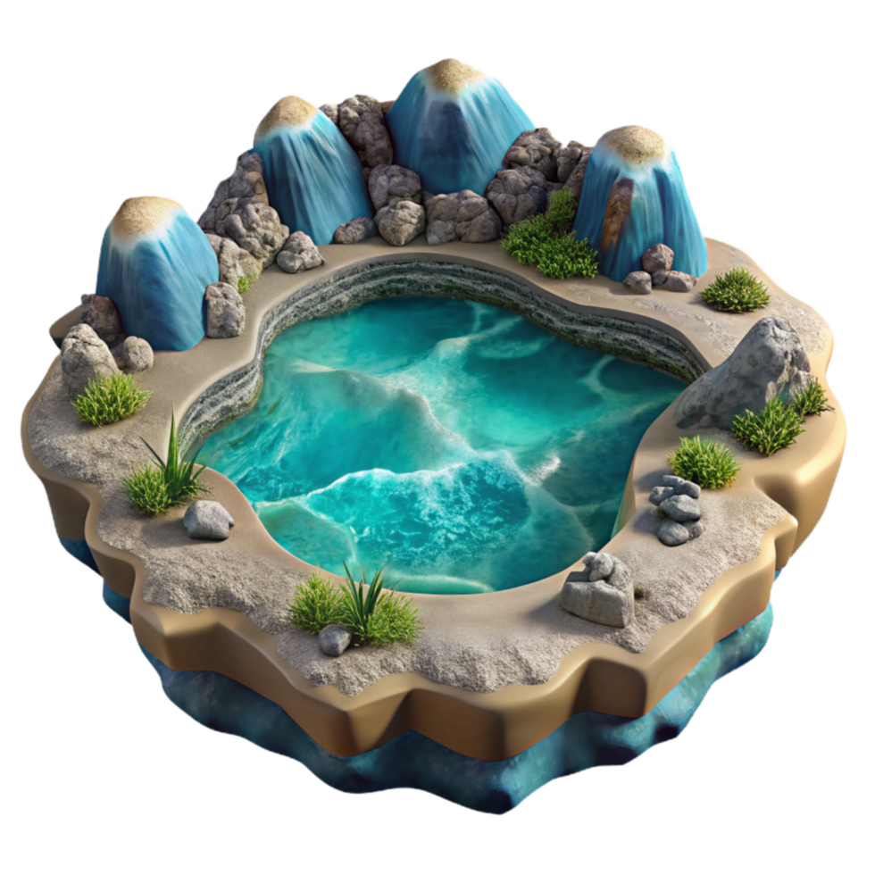 elegant creative Fractal Waterscape Cutout Transparent Background Aerial View high quality png