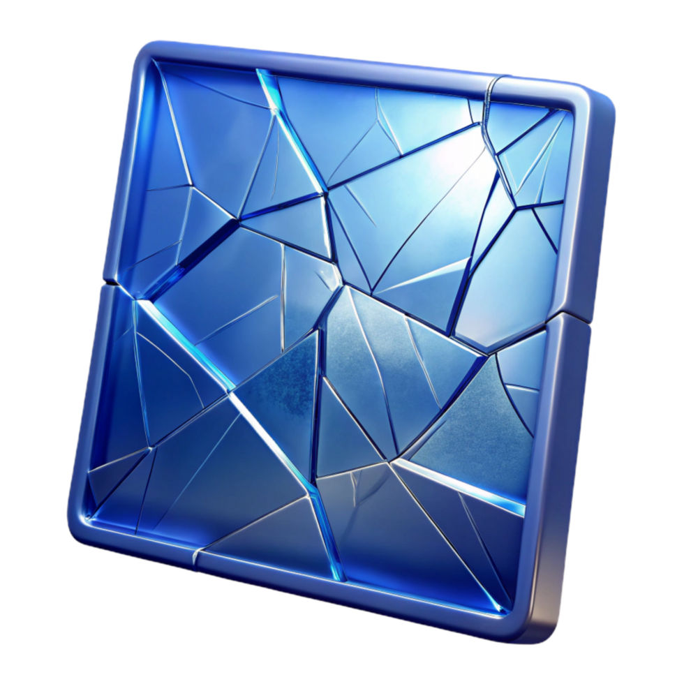 wonderful rustic Fractured Glass Panel Isolated with Blue Tint original png