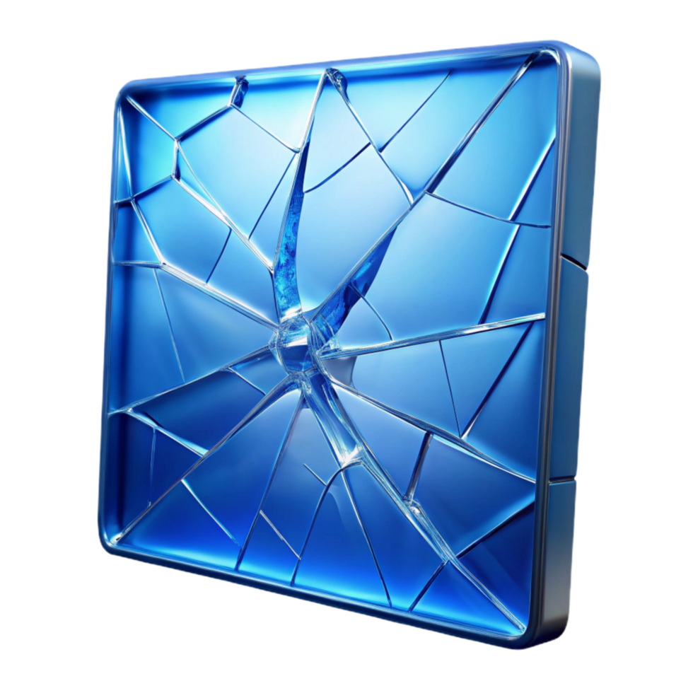 magnificent minimalist Fractured Glass Panel Isolated with Blue Tint high quality png