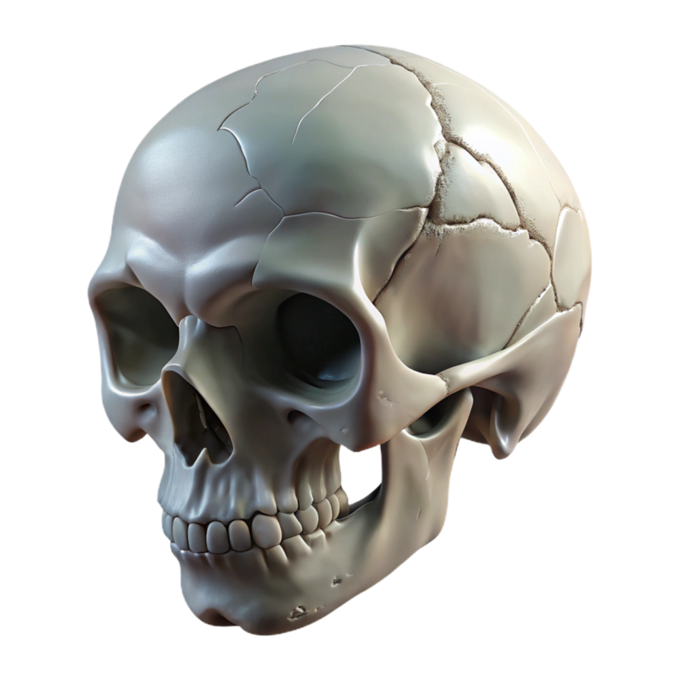 wonderful vintage Fractured Skull with Dramatic Lighting Isolated original png