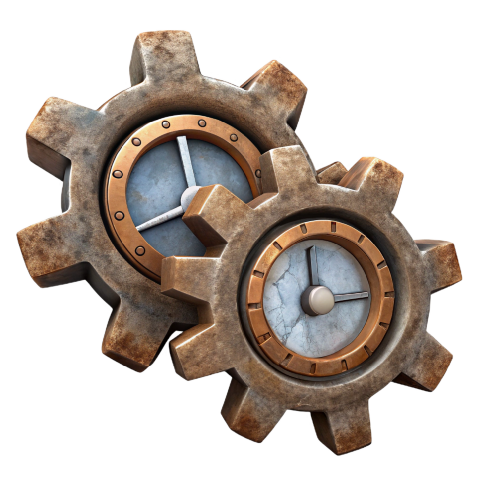 extraordinary artistic Fractured Time Gears Cutout with Grunge Effect exclusive png