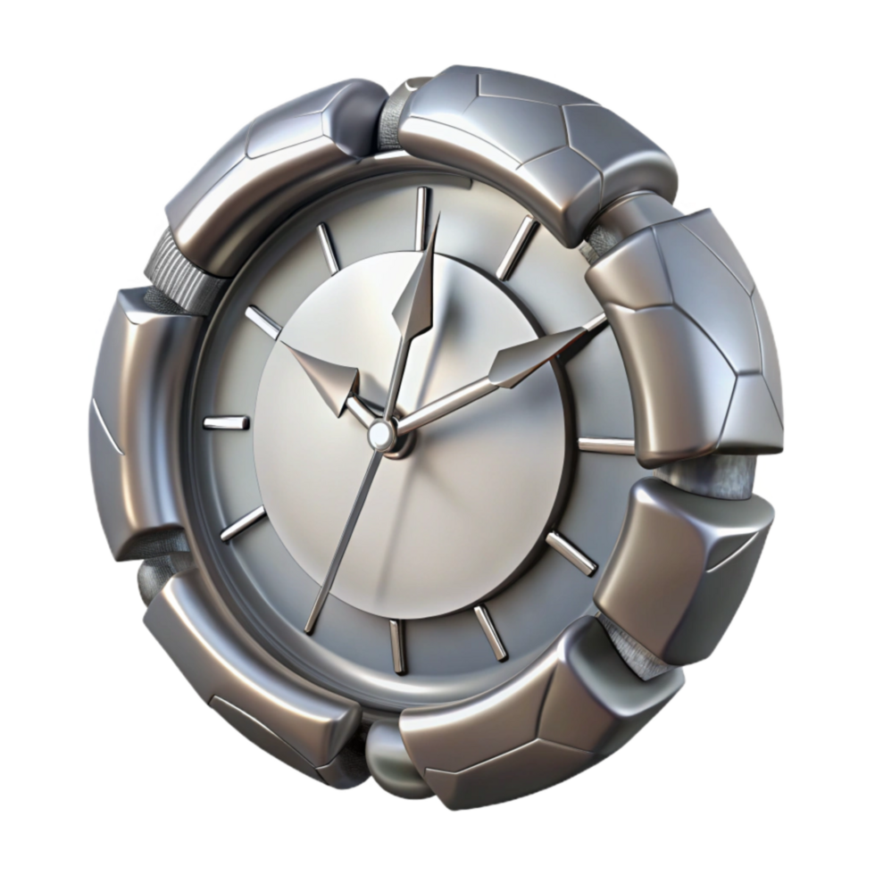magnificent creative Fragmented Clock Hands Transparent Background Silver Tone professional png