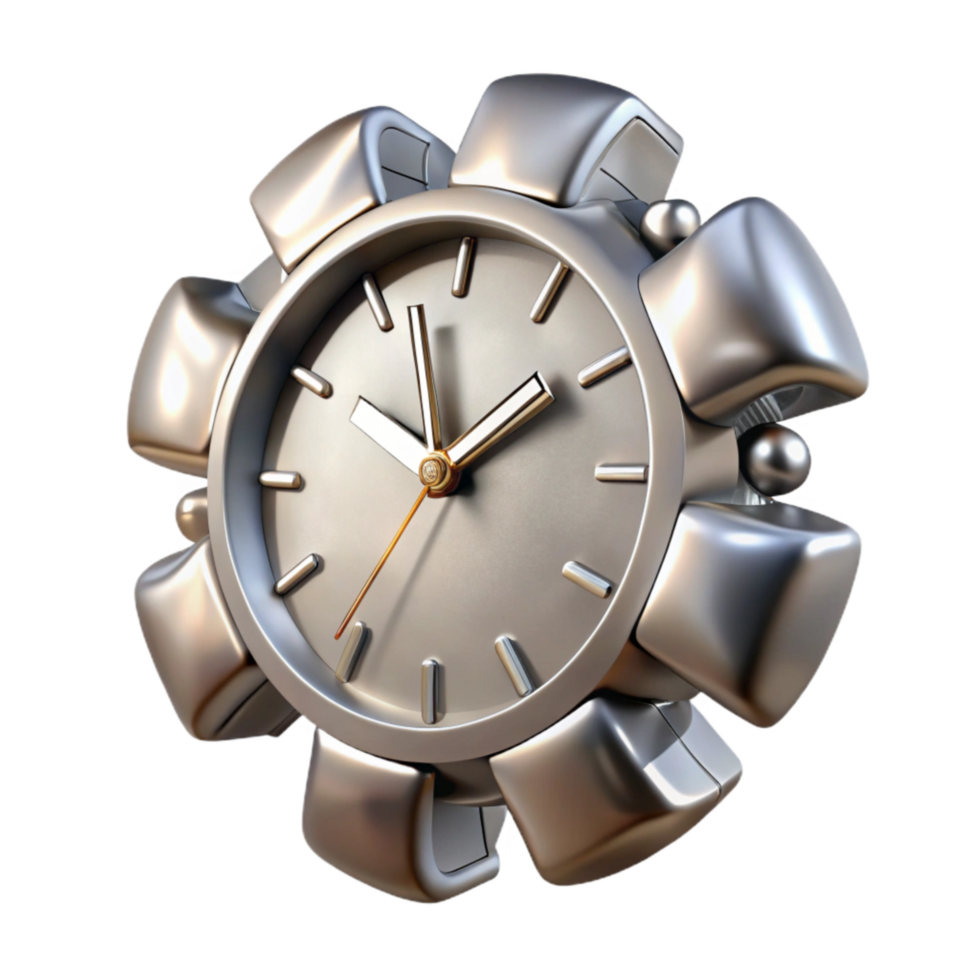 impressive abstract Fragmented Clock Hands Transparent Background Silver Tone genuine png