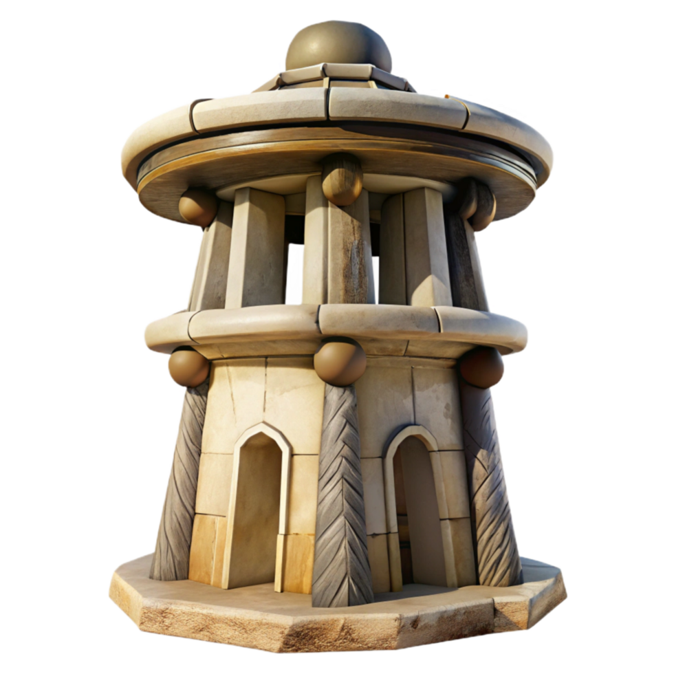 wonderful artistic Front View Terraform Tower Cutout with Glowing Windows high quality png