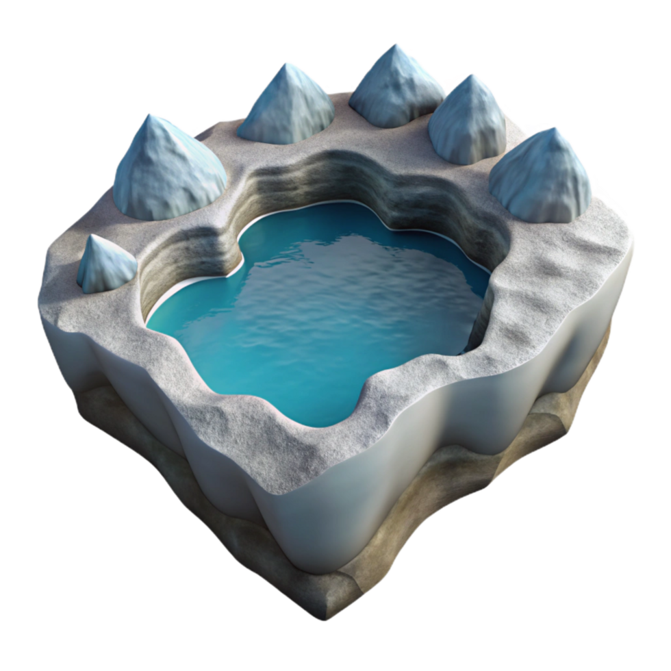 dramatic contemporary Frosted Fjord Inlet Cutout on Transparent Background png