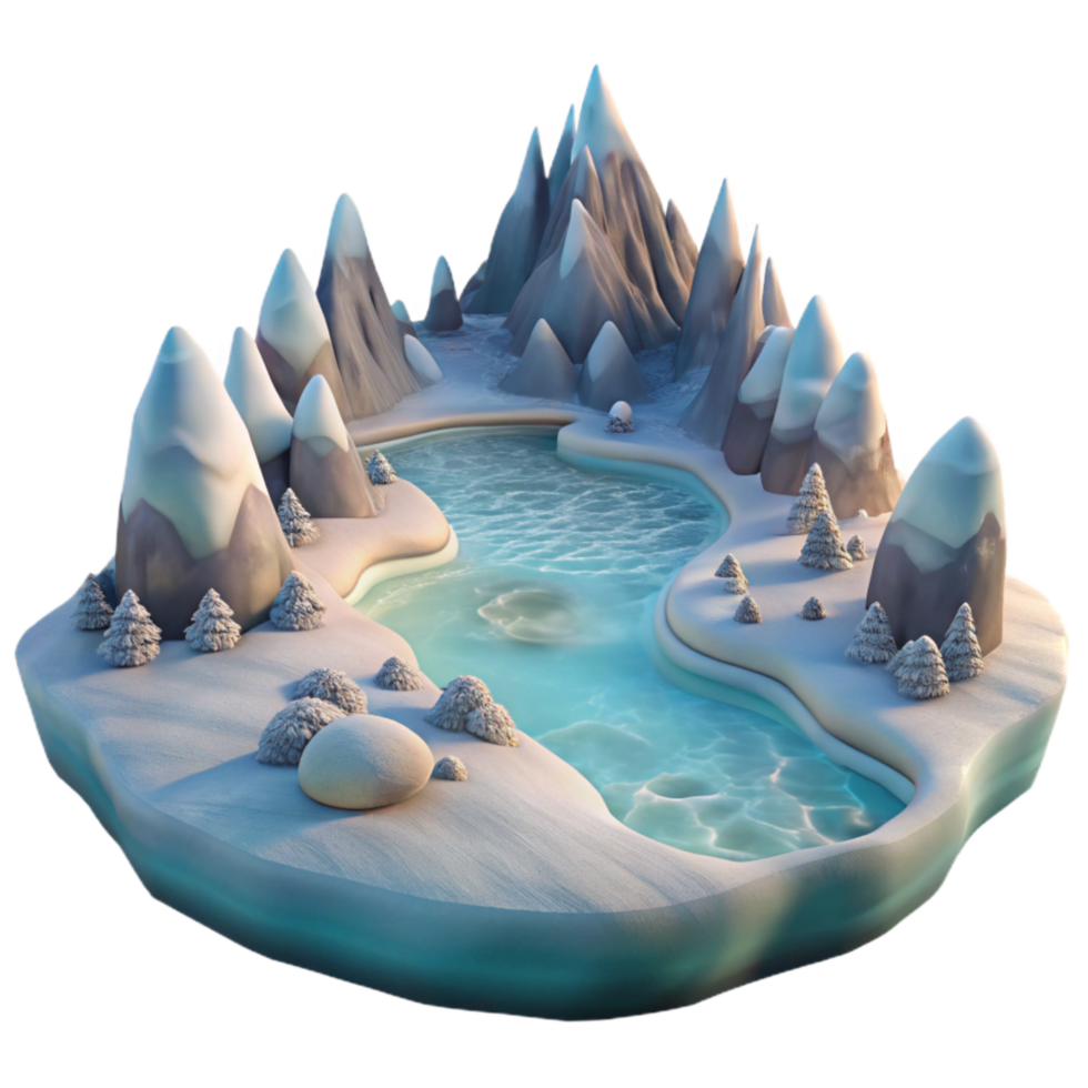 wonderful artistic Frosted Inlet Landscape Transparent Background with Soft Lighting high resolution png