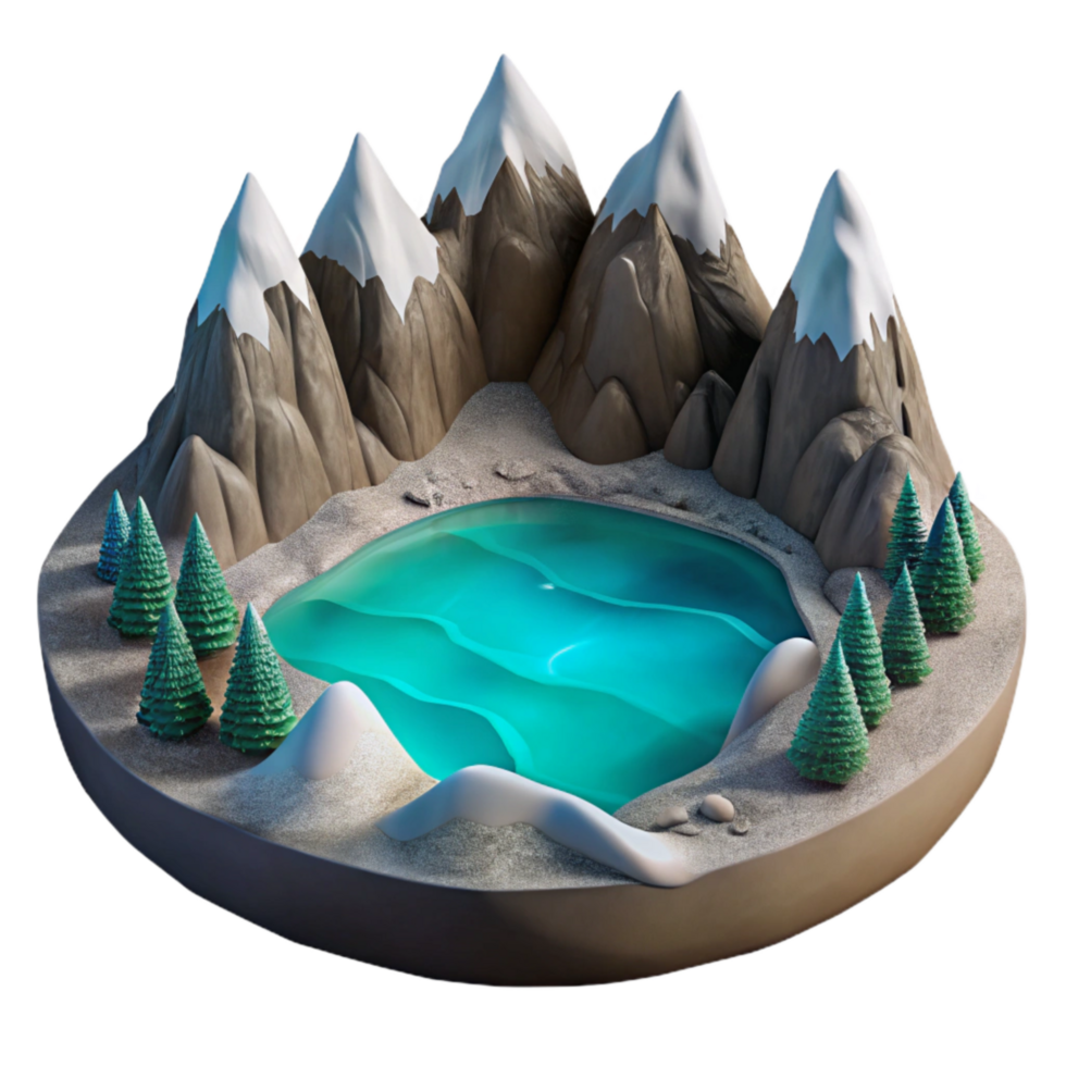 dramatic rustic Frosted Mountain Inlet Cutout with Serene View exclusive png