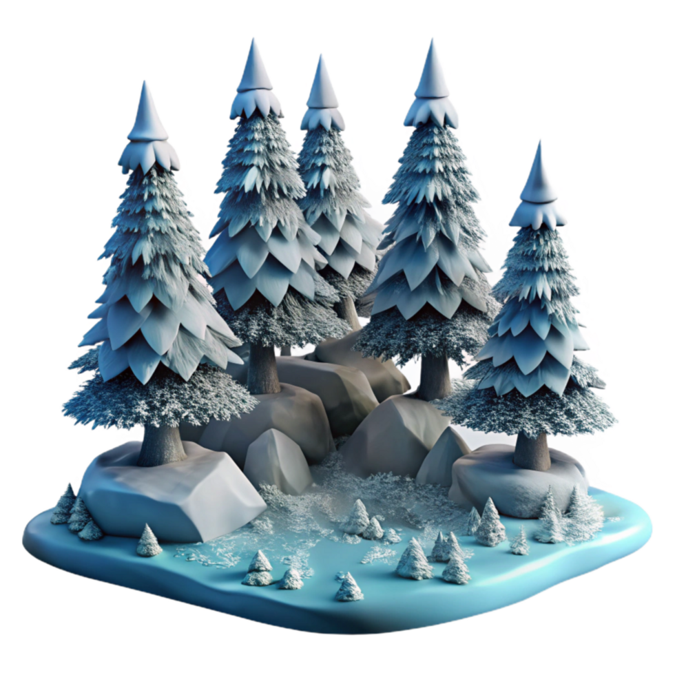stunning vintage Frosted Pine Trees by Fjord Isolated on Transparent Background exclusive png