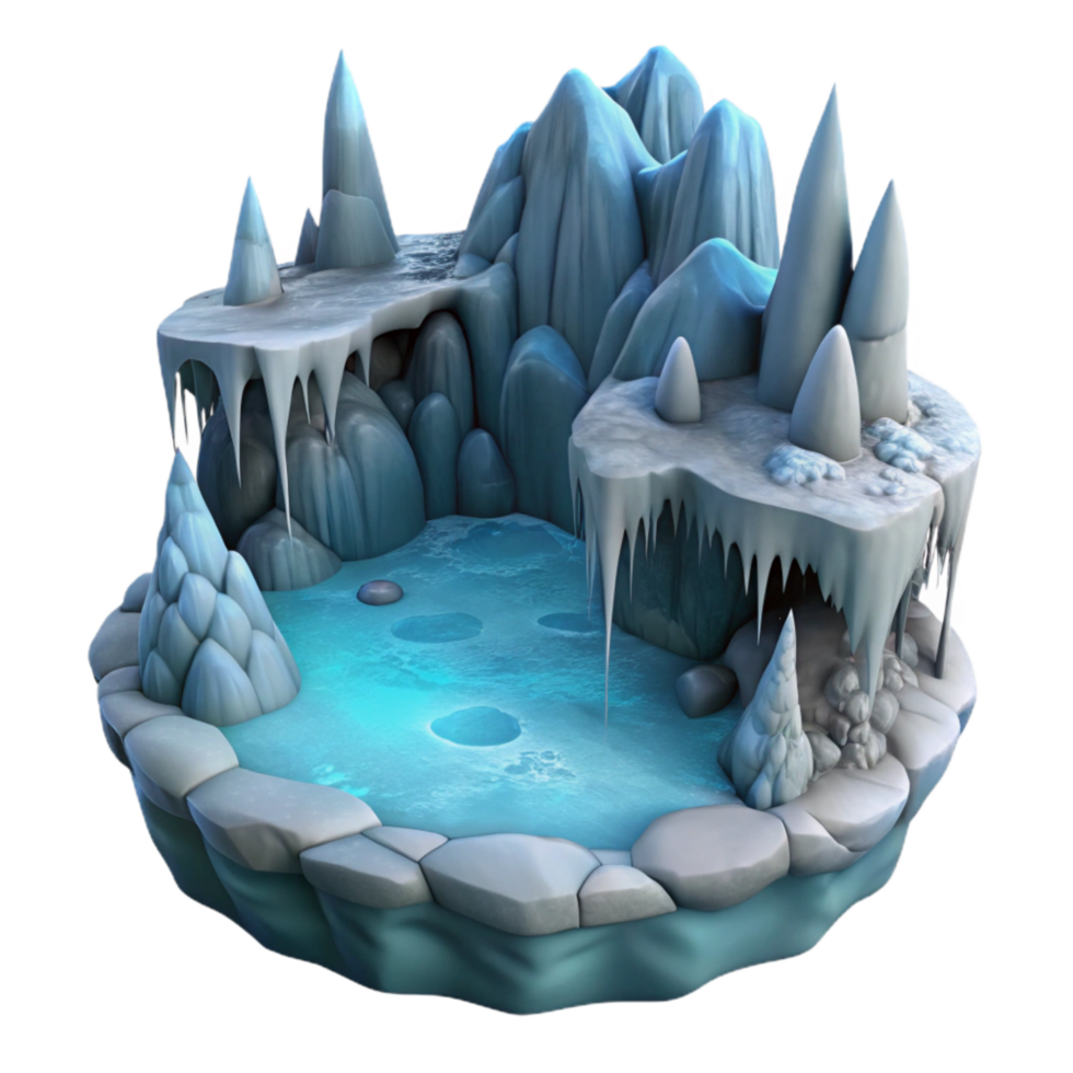 dramatic abstract Frozen Gelid Grotto Landscape Transparent Background high resolution png
