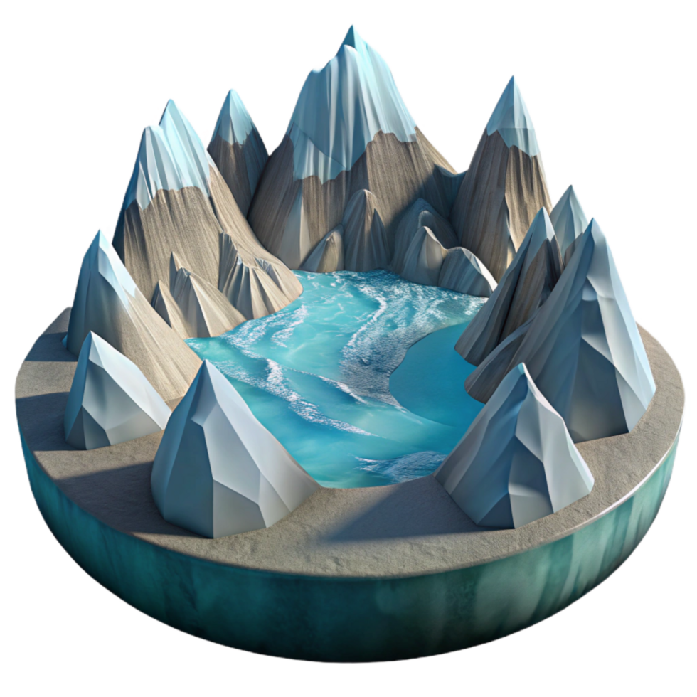 beautiful rustic Frozen Fjord Panorama with Snowy Peaks Isolated Element png