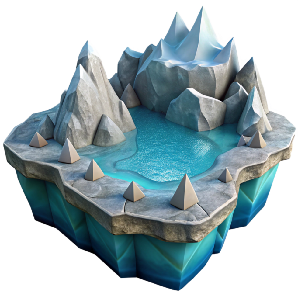 elegant artistic Frozen Fjord Waters and Icebergs Cutout premium png