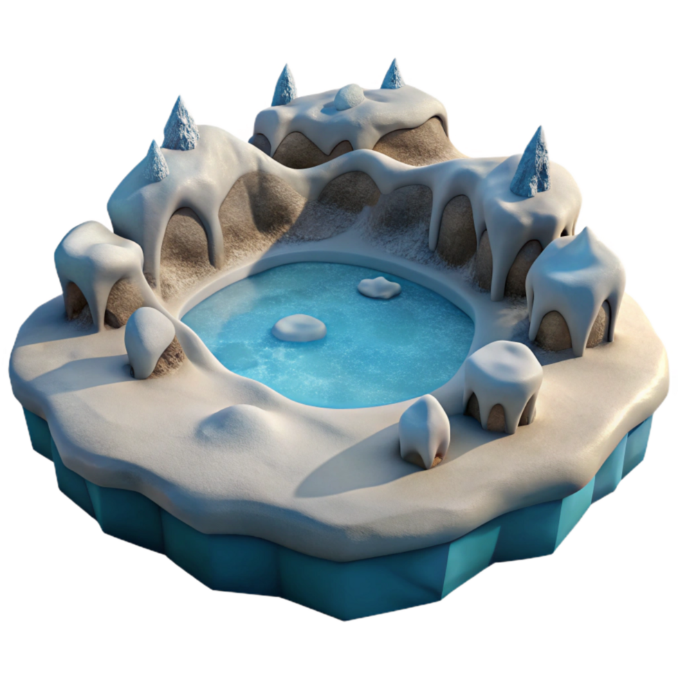 serene minimalist Frozen Lake Ice Sheet Top View Cutout premium png