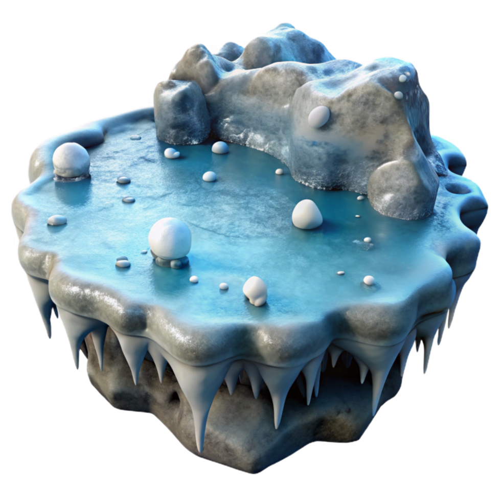 elegant minimalist Frozen Lake Ice with Cracks and Snow Cutout detailed png