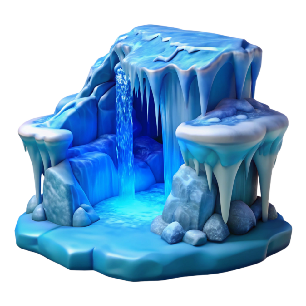 elegant vintage Frozen Waterfall in Blue Gelid Grotto Transparent Background png