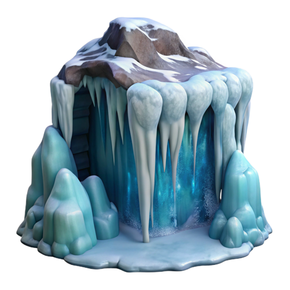 extraordinary creative Frozen Waterfall in Gelid Grotto Isolated Element original png