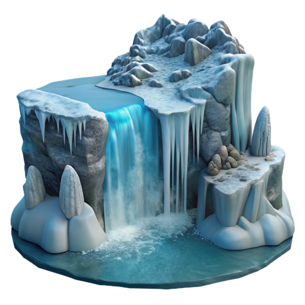 dramatic abstract Frozen Waterfall in Fjord Landscape Transparent Cutout premium png
