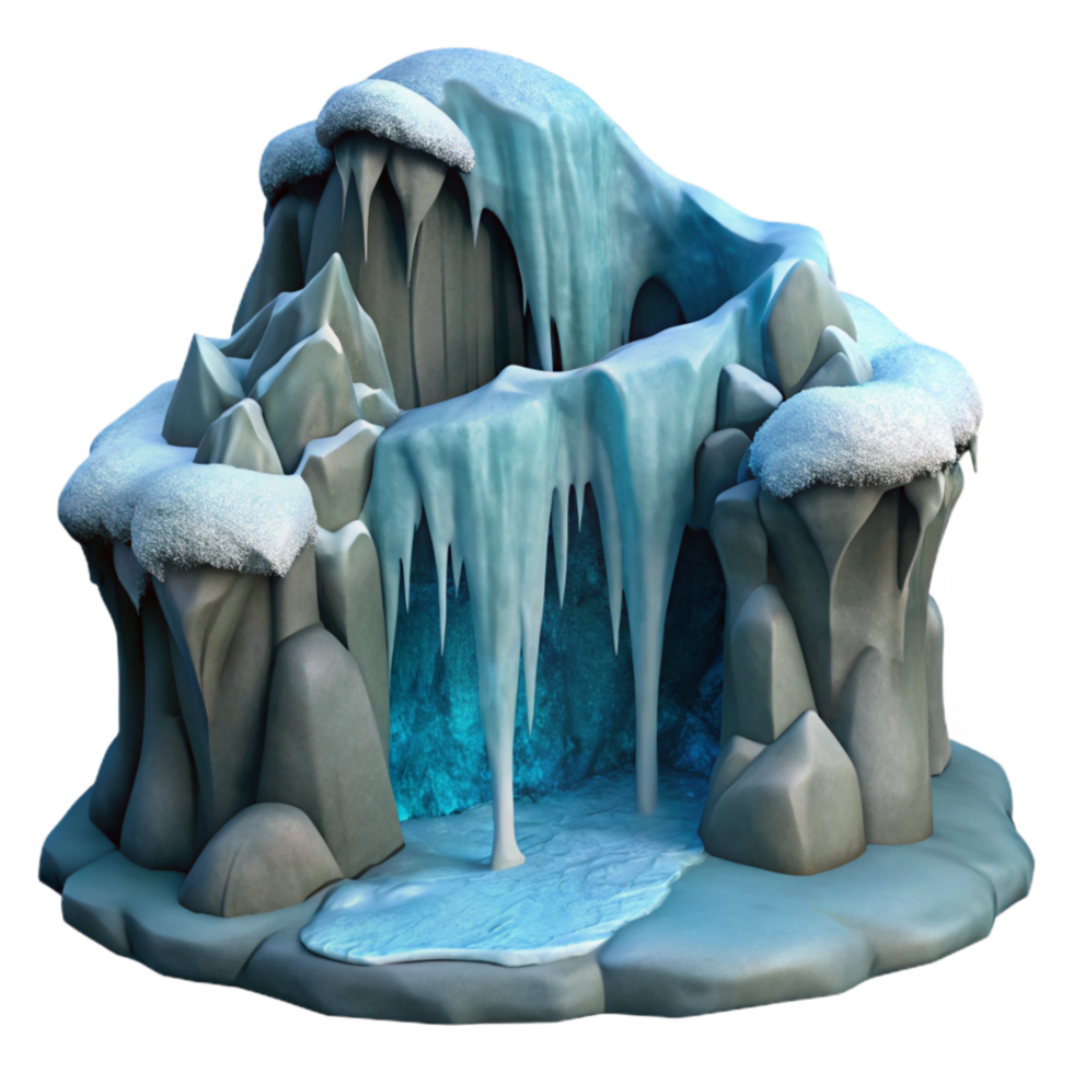 serene traditional Frozen Waterfall in Gelid Grotto Isolated Element authentic png