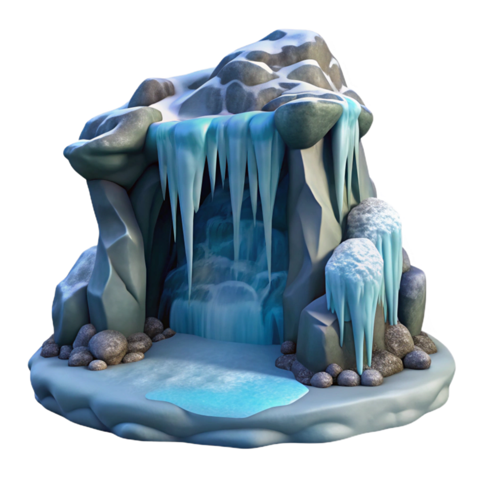 vibrant modern Frozen Waterfall in Gelid Grotto Isolated Element original png