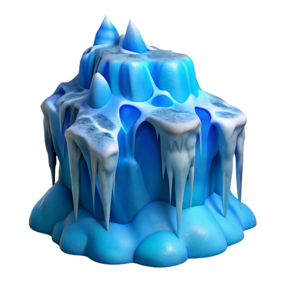beautiful minimalist Frozen Waterfall Isolated with Blue Ice Tones detailed png