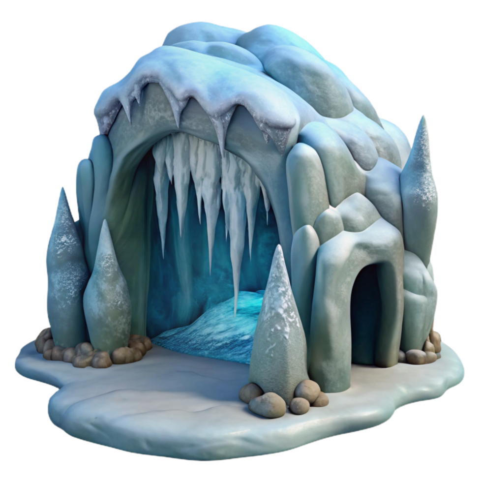 dramatic traditional Frozen Waterfall Inside Gelid Grotto Cutout Element detailed png