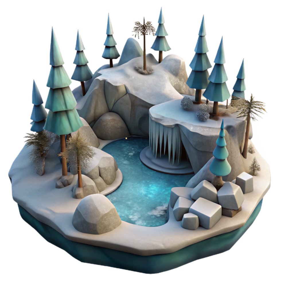 vibrant classic Frozen Wilderness Landscape Cutout Winter Scene high quality png