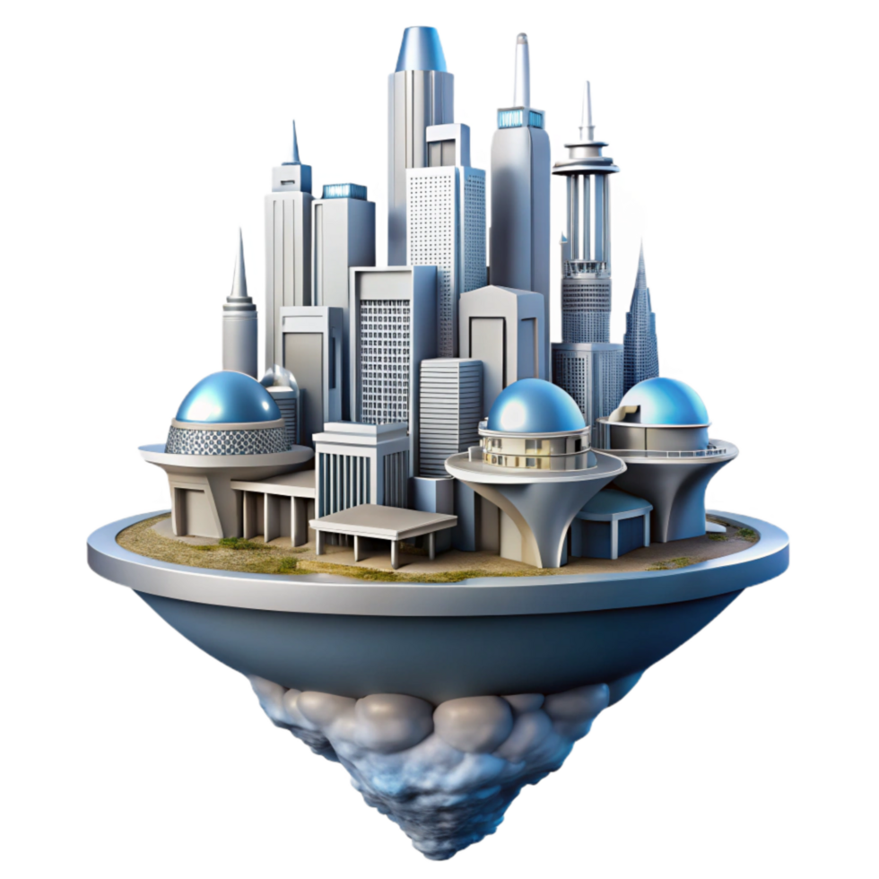 vibrant modern Futuristic Architecture Cutout with Curved Lines png