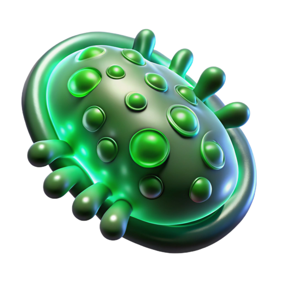 beautiful classic Futuristic Bioluminescent Bacteria Cutout Isolated Green Hue authentic png