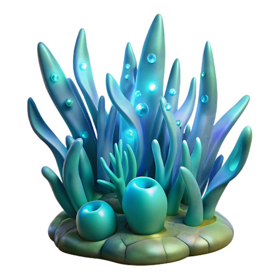 impressive rustic Futuristic Bioluminescent Kelp Forest Cutout Transparent Background authentic png
