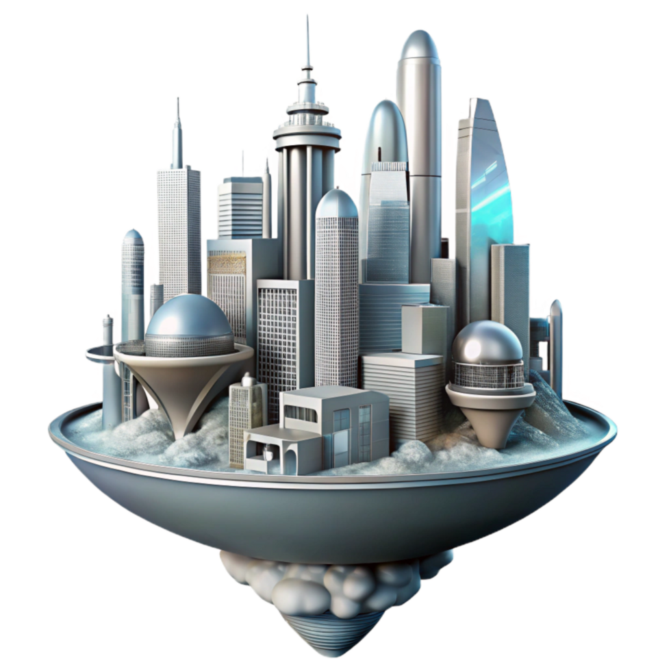 beautiful abstract Futuristic Architecture Cutout with Curved Lines premium png