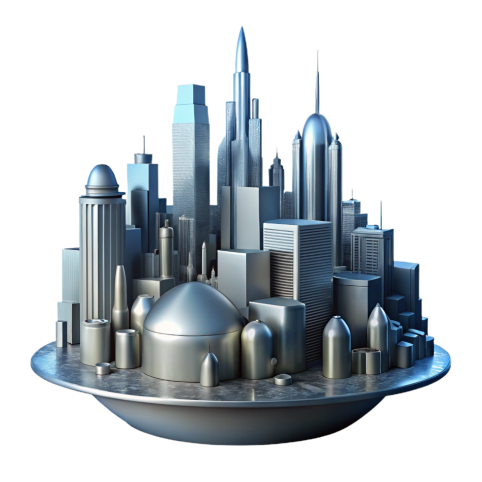 beautiful creative Futuristic Cityscape Silhouette Isolated Element premium png