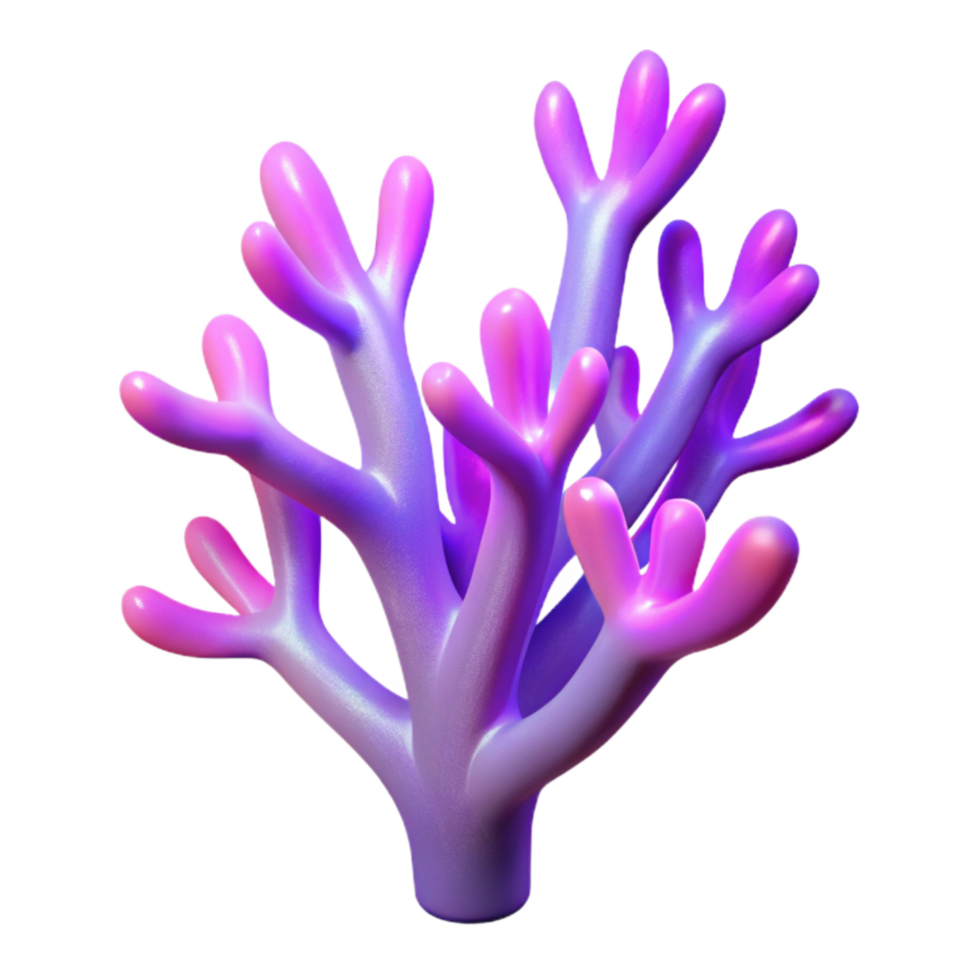 vibrant classic Futuristic Coral Branch Cutout with Purple Glow original png