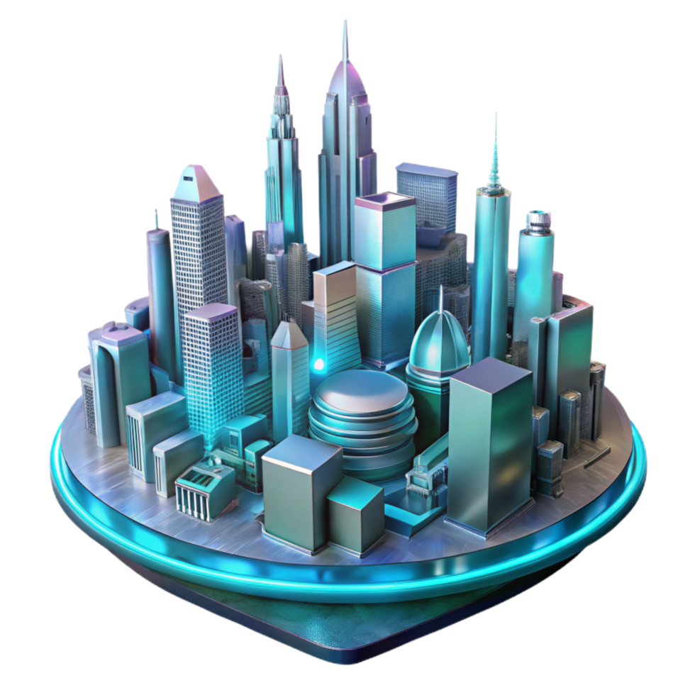 beautiful abstract Futuristic Cityscape Isolated with Dramatic Lighting Transparent Background professional png