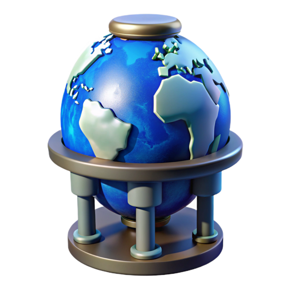 dramatic artistic Futuristic Earth Tower Isolated with Blue Accents png