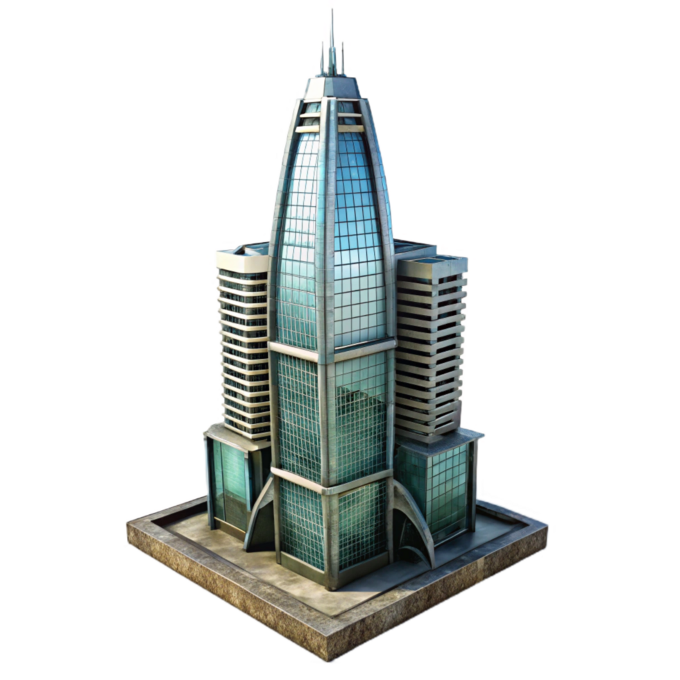 serene contemporary Futuristic Skyscraper Transparent Background with Detailed Architecture original png