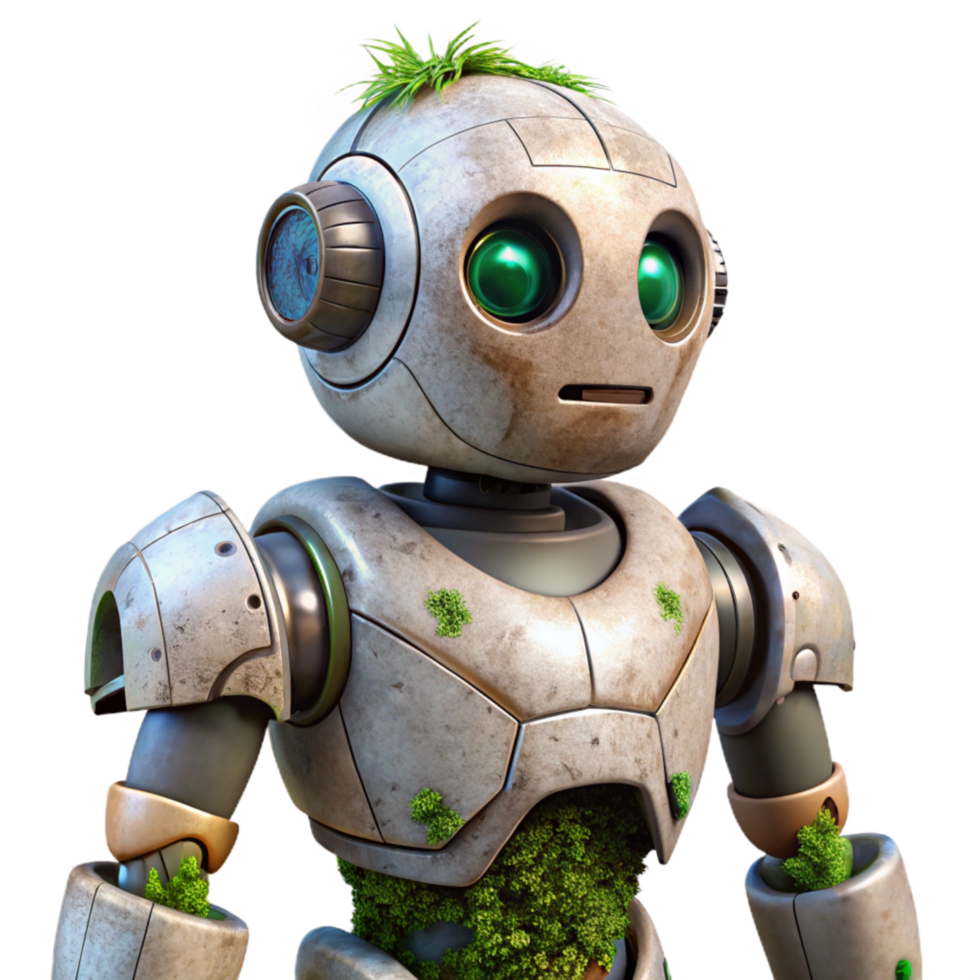 extraordinary rustic Futuristic Robot with Organic Growth Isolated Element high resolution png
