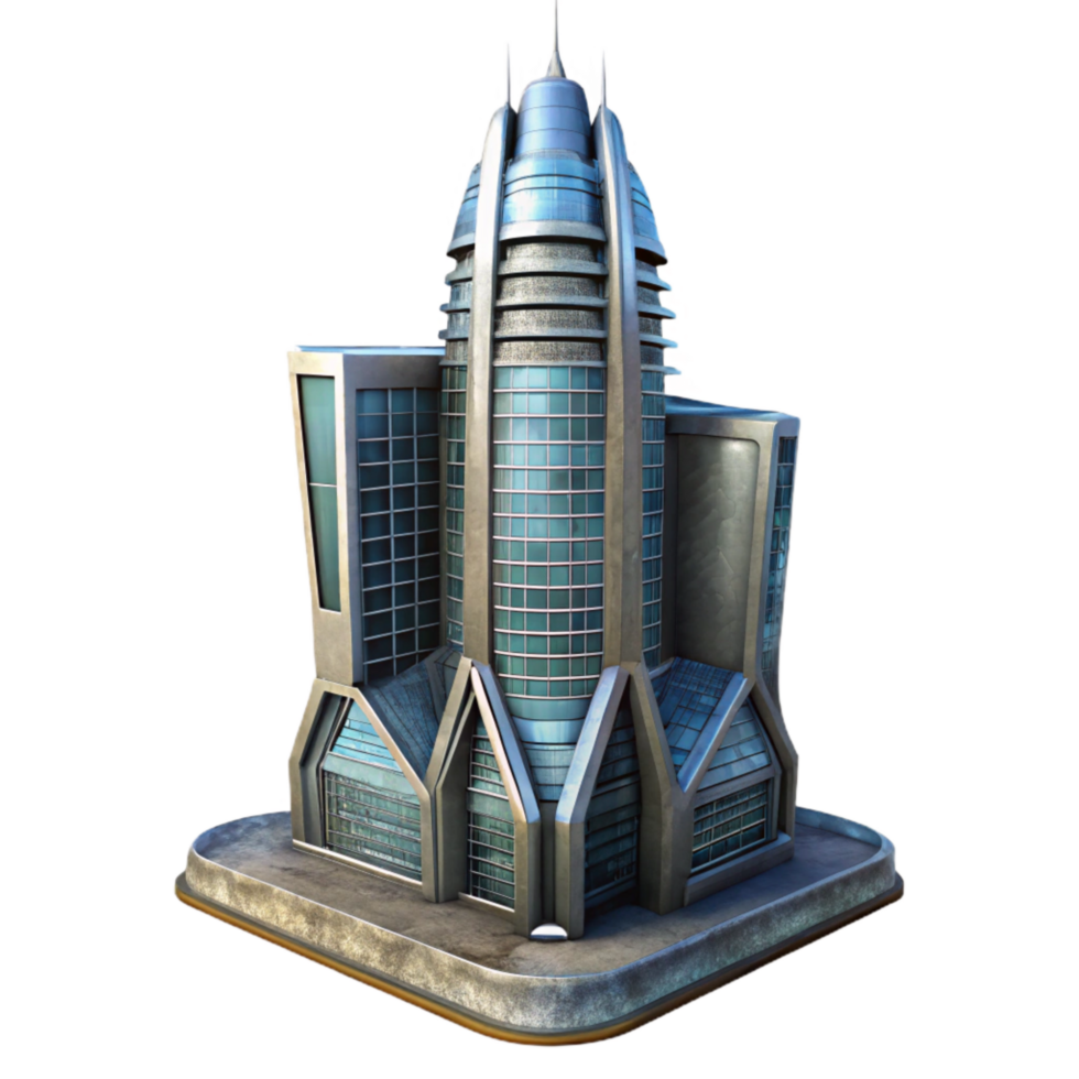 beautiful rustic Futuristic Skyscraper Transparent Background with Detailed Architecture authentic png