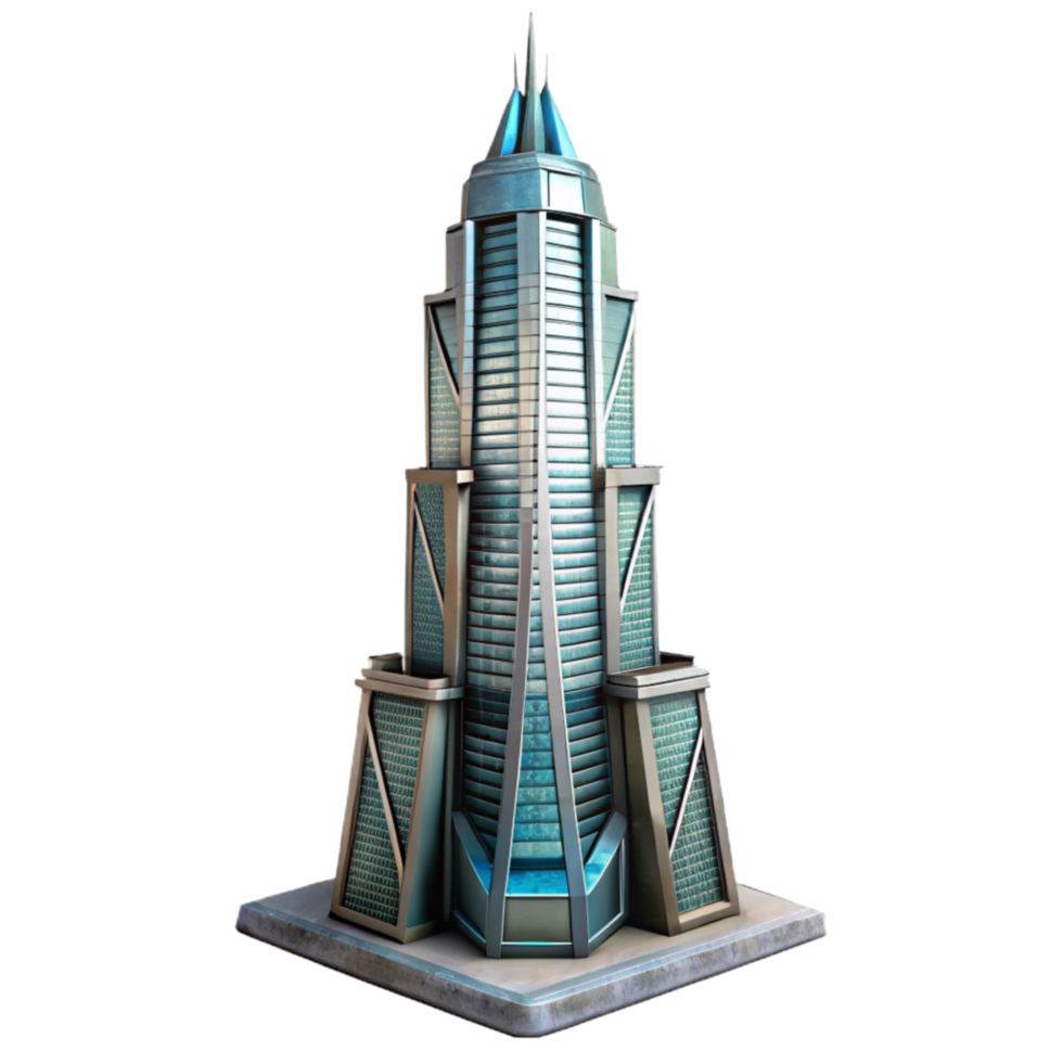 stunning artistic Futuristic Skyscraper Transparent Background with Detailed Architecture genuine png