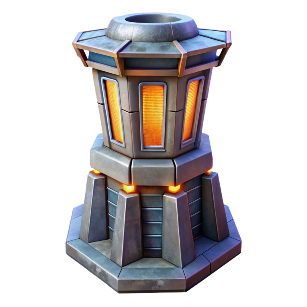 dramatic minimalist Futuristic Terraform Tower Cutout with Glowing Panels detailed png