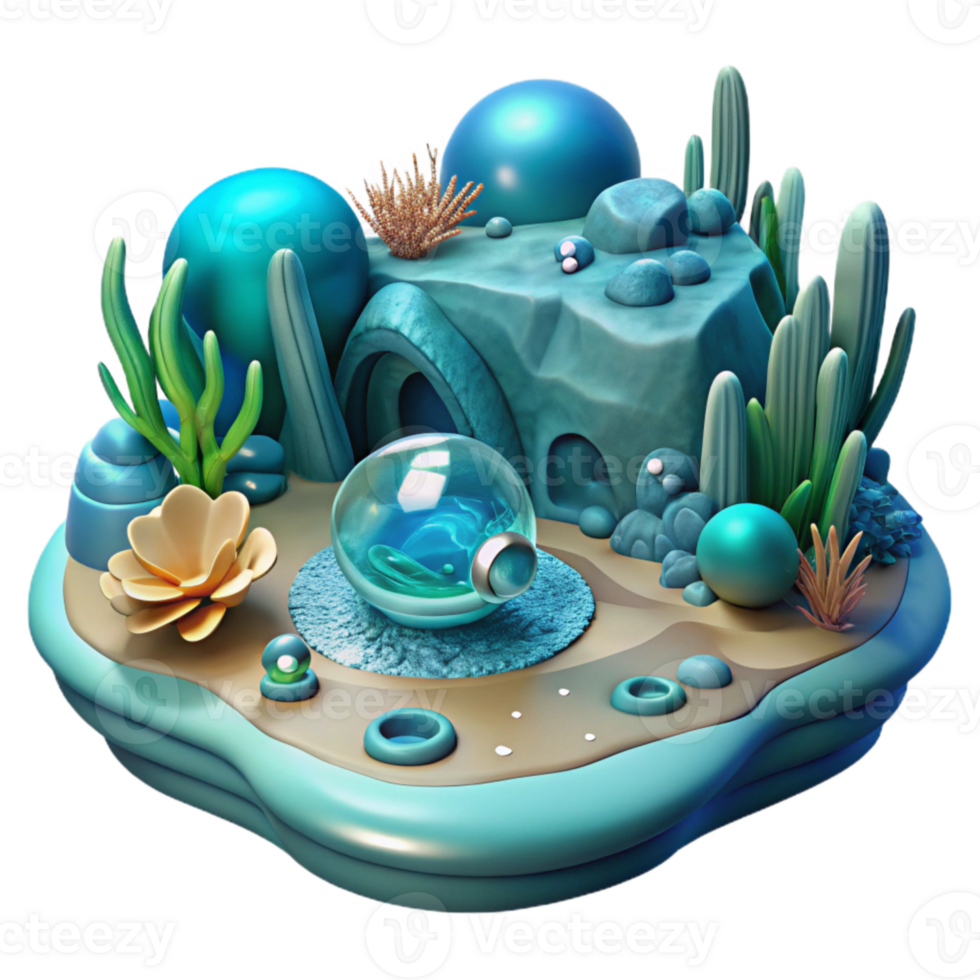 impressive creative Futuristic Underwater Scene Isolated Transparent Background professional png