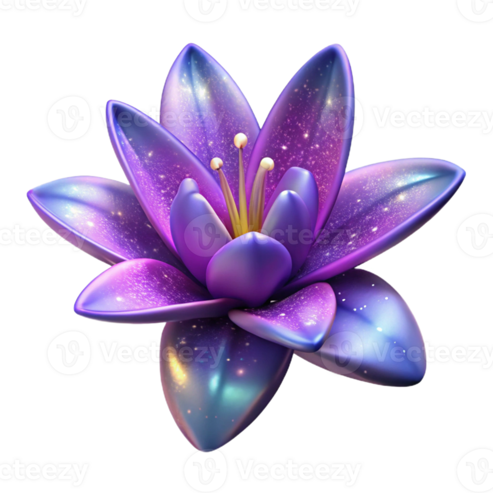 beautiful contemporary Galactic Lily Isolated on Transparent Background Purple Gradient exclusive png