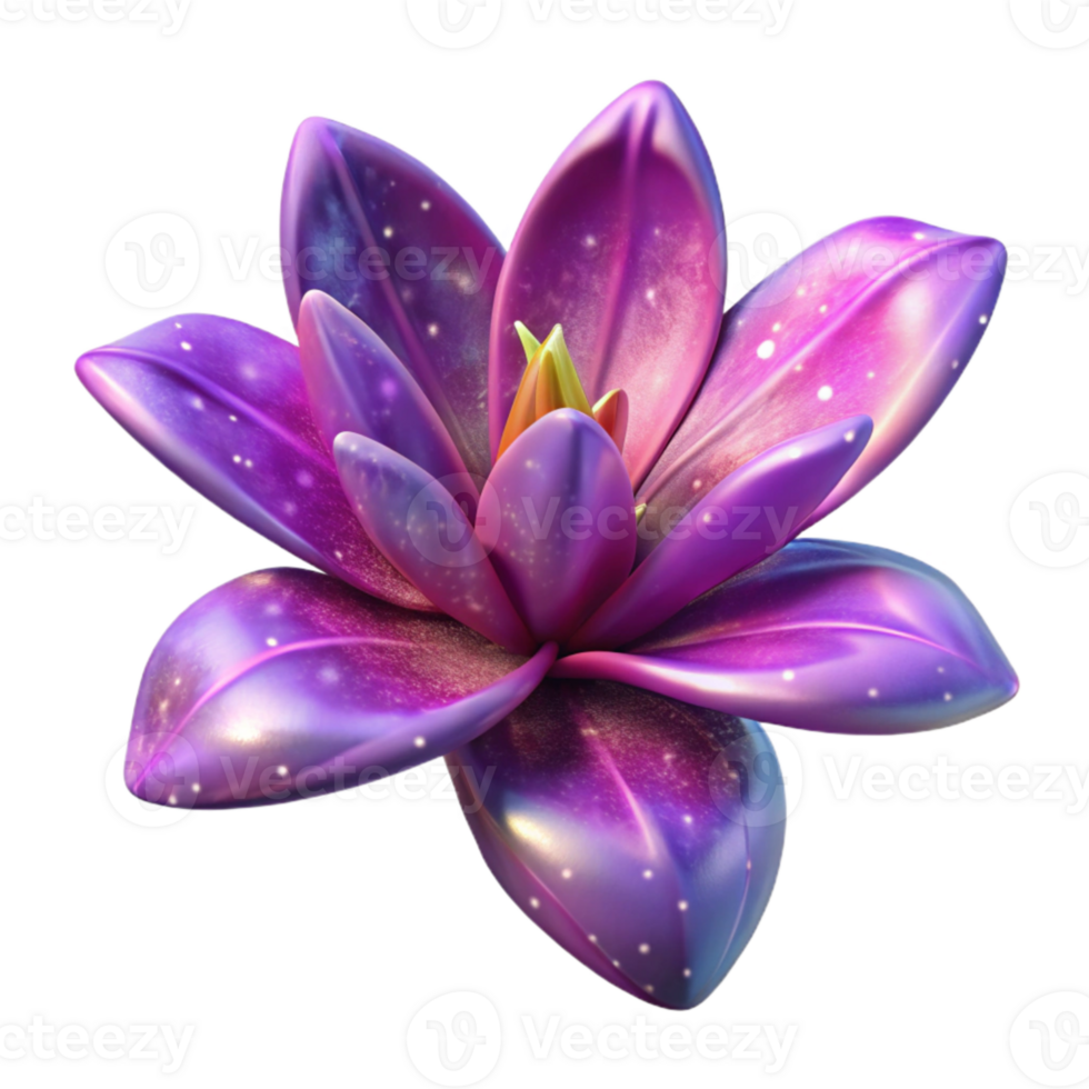 beautiful artistic Galactic Lily Isolated on Transparent Background Purple Gradient authentic png