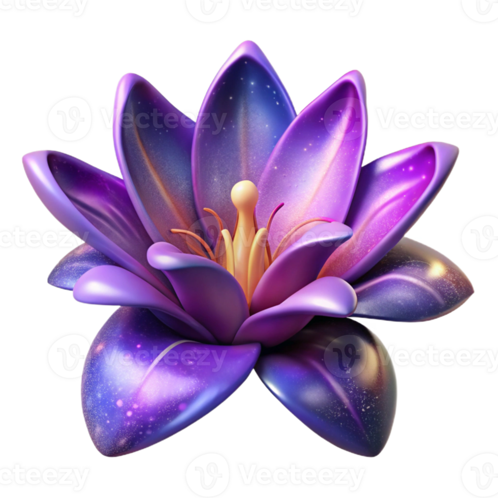 dramatic vintage Galactic Lily Isolated on Transparent Background Purple Gradient detailed png