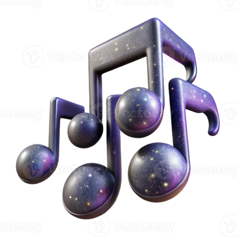 vibrant contemporary Galactic Music Notes Cutout with Transparent Background png