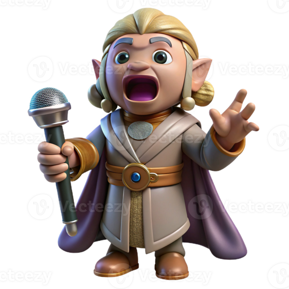 serene vintage Galactic Opera Singer Isolated with Powerful Voice detailed png