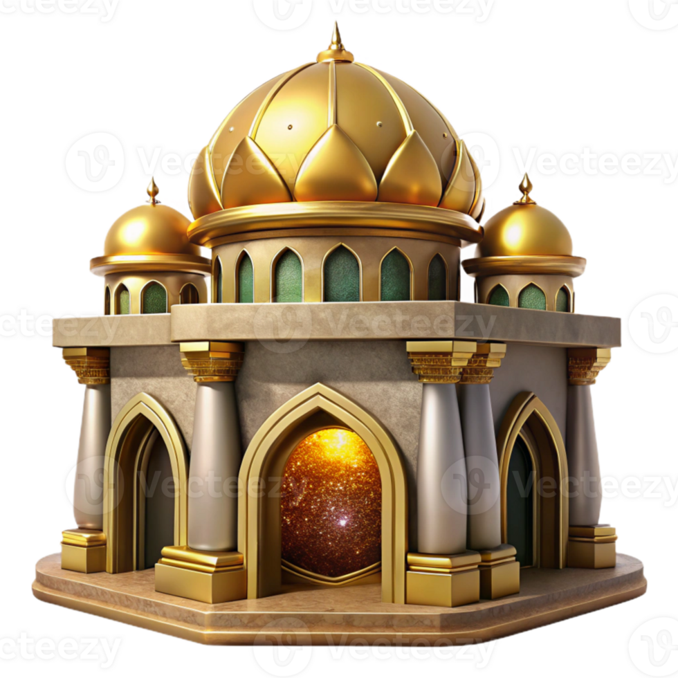 wonderful contemporary Galactic Palace Cutout Frontal View Golden Architecture Isolated high resolution png