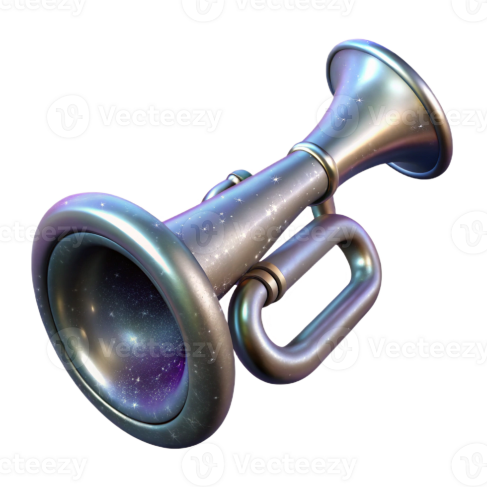 extraordinary rustic Galactic Trumpeter Isolated Element Silver Finish authentic png