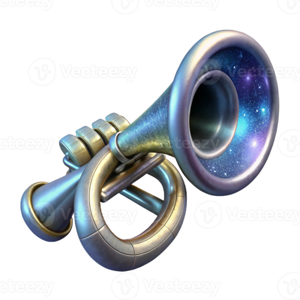 magnificent classic Galactic Trumpeter Isolated Element Silver Finish high quality png